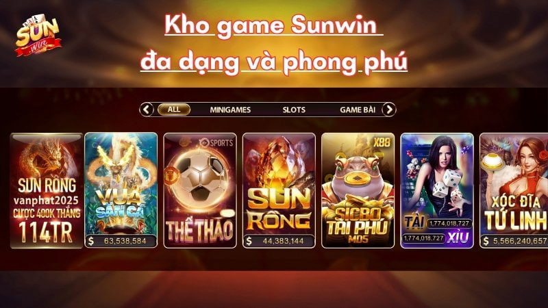 Kho game đa dạng, hấp dẫn tại cổng game Sunwin